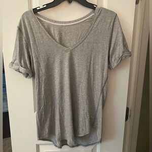 Lululemon Gray V Neck Shirt, 6 Medium